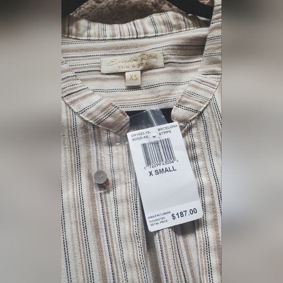 Tracy Stripe Coverup Linen Kaftan NWT - Picture 6 of 7